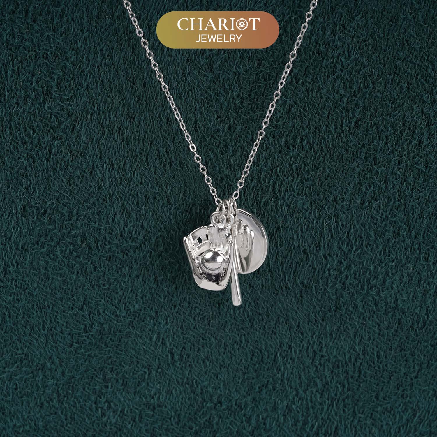 Baseball Trio Charm Necklace