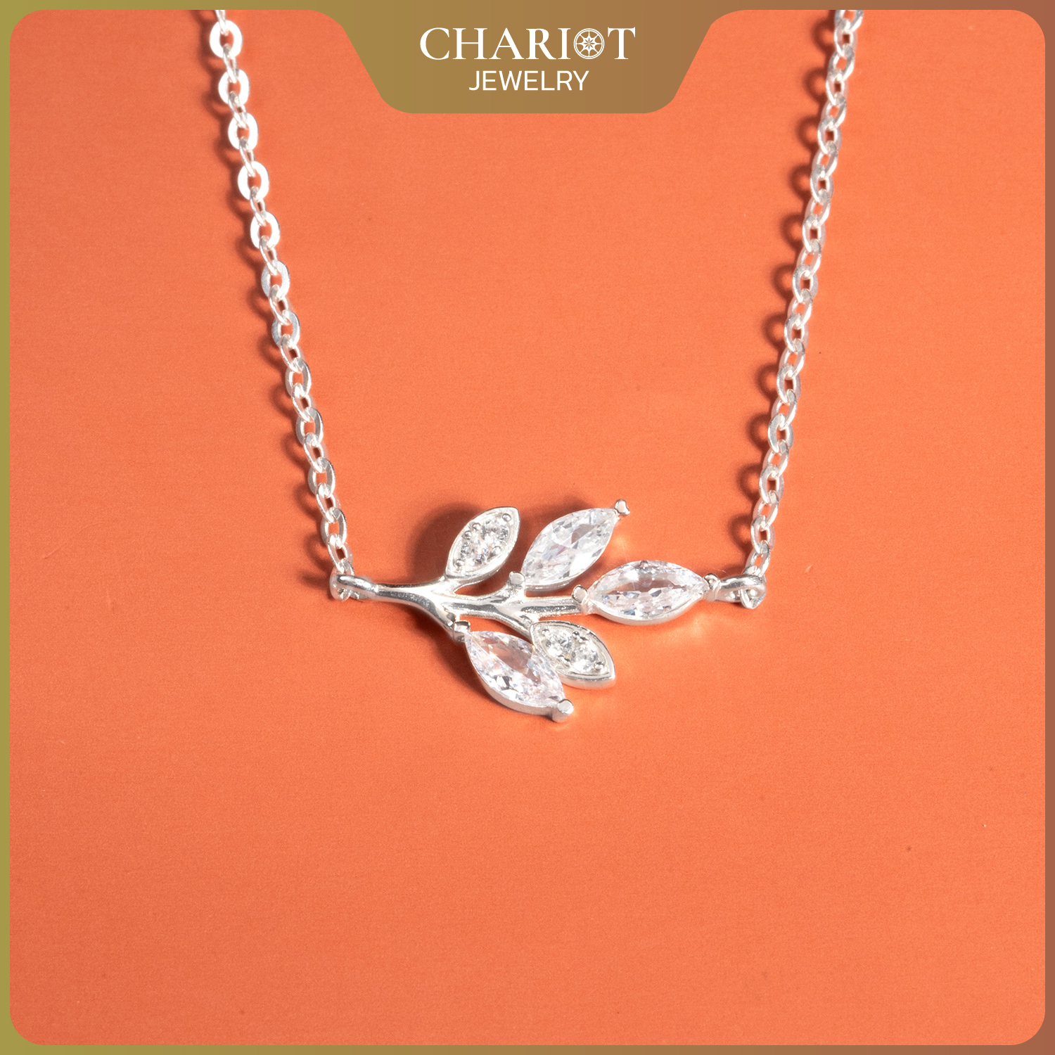 Crystals Leaf Necklace