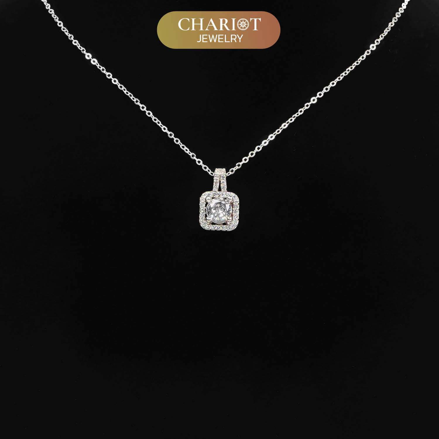 Square Rhinestone Zircon Necklace