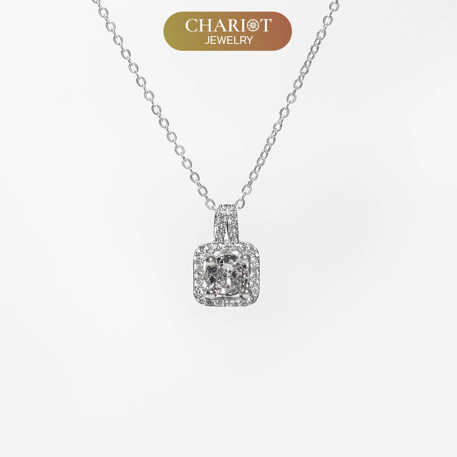 Square Rhinestone Zircon Necklace