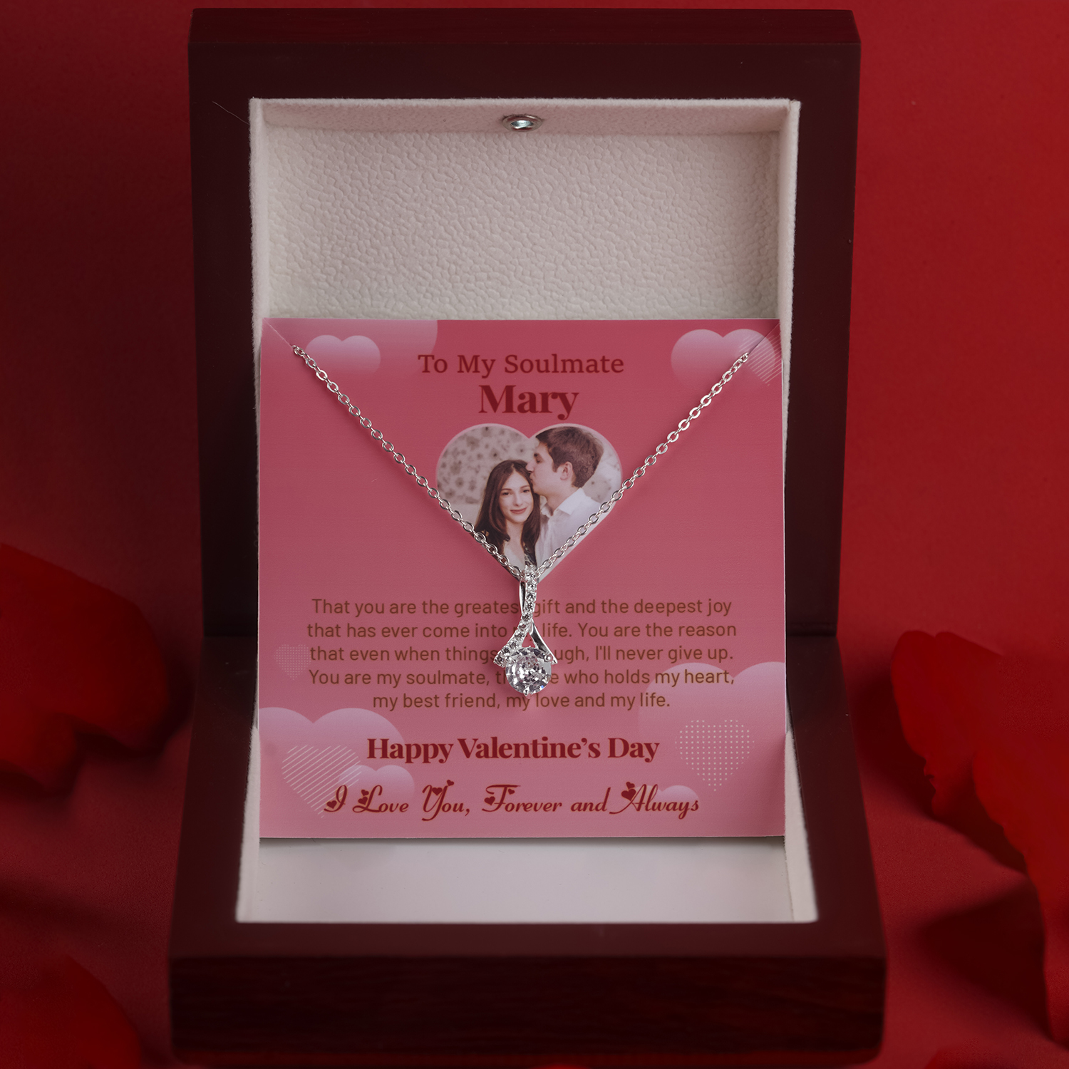 Personalized Gift For Mom - Alluring Beauty Necklace - Moissanite - Happy Mother's Day, to My Beautiful Mother