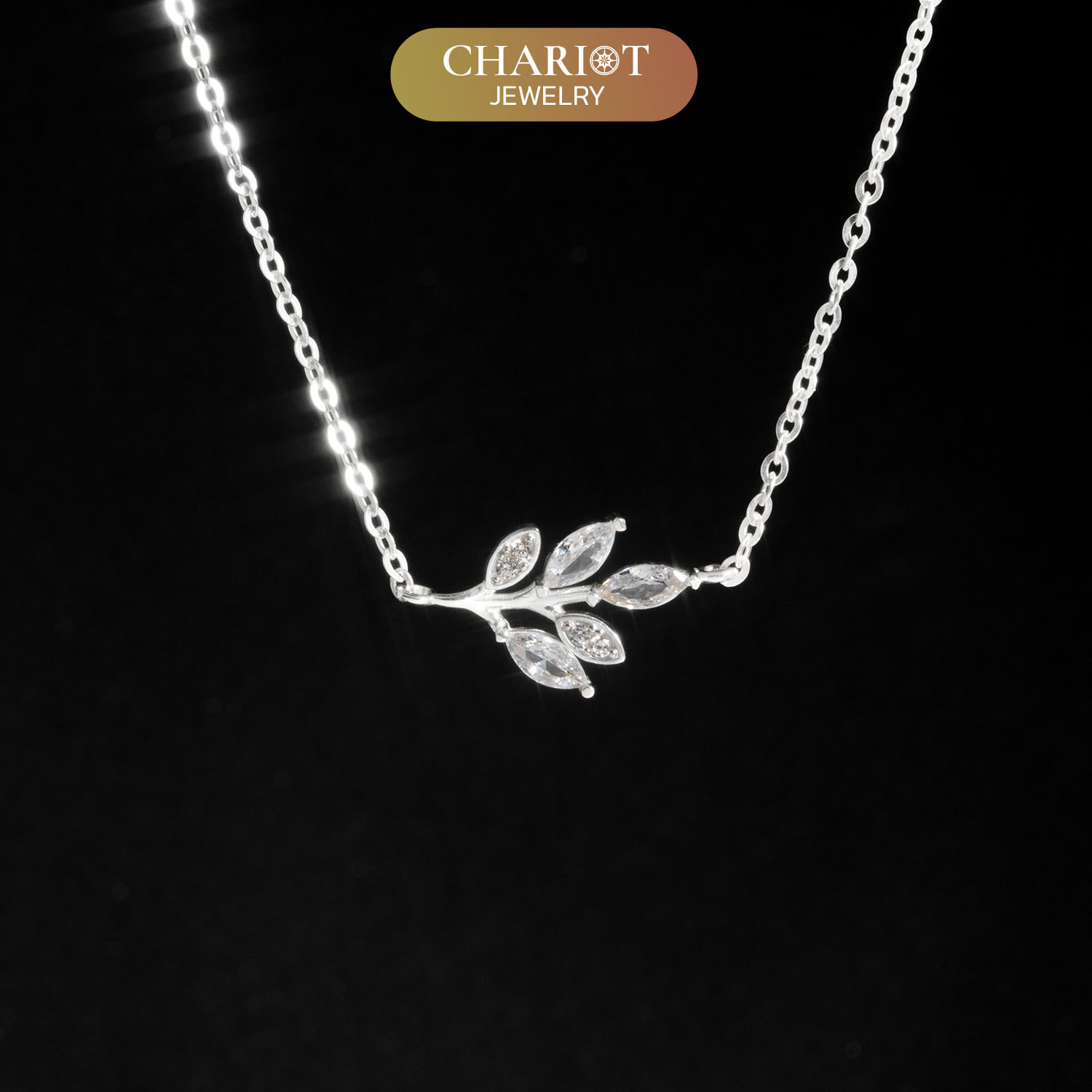 Crystals Leaf Necklace
