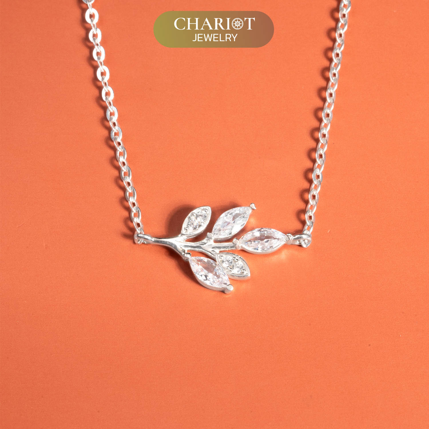 Crystals Leaf Necklace