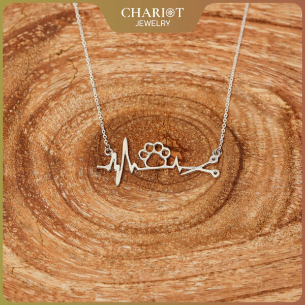 Bulldog and Heartbeat Necklace