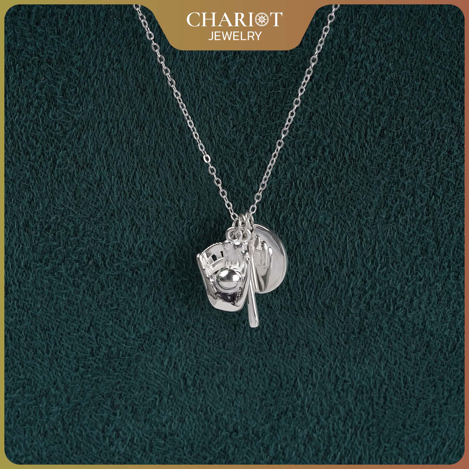 Baseball Trio Charm Necklace