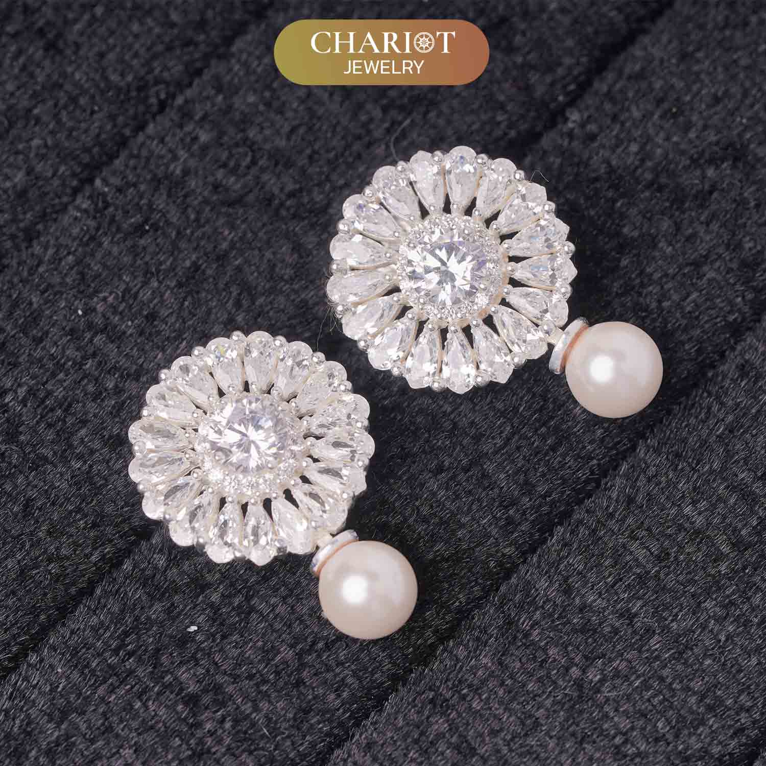 White Sunflowers Earrings