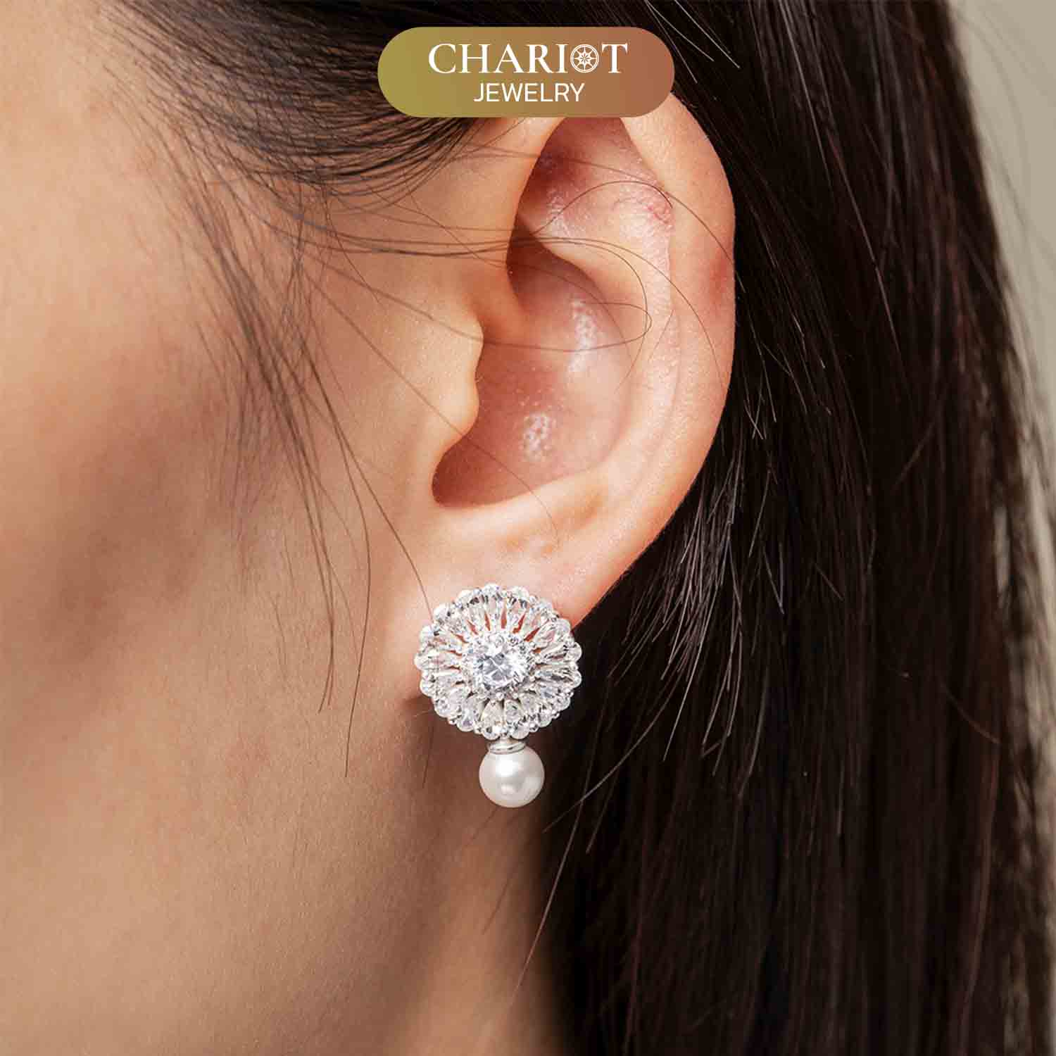 White Sunflowers Earrings