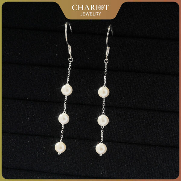 Dainty Long Dangle Pearl Earrings