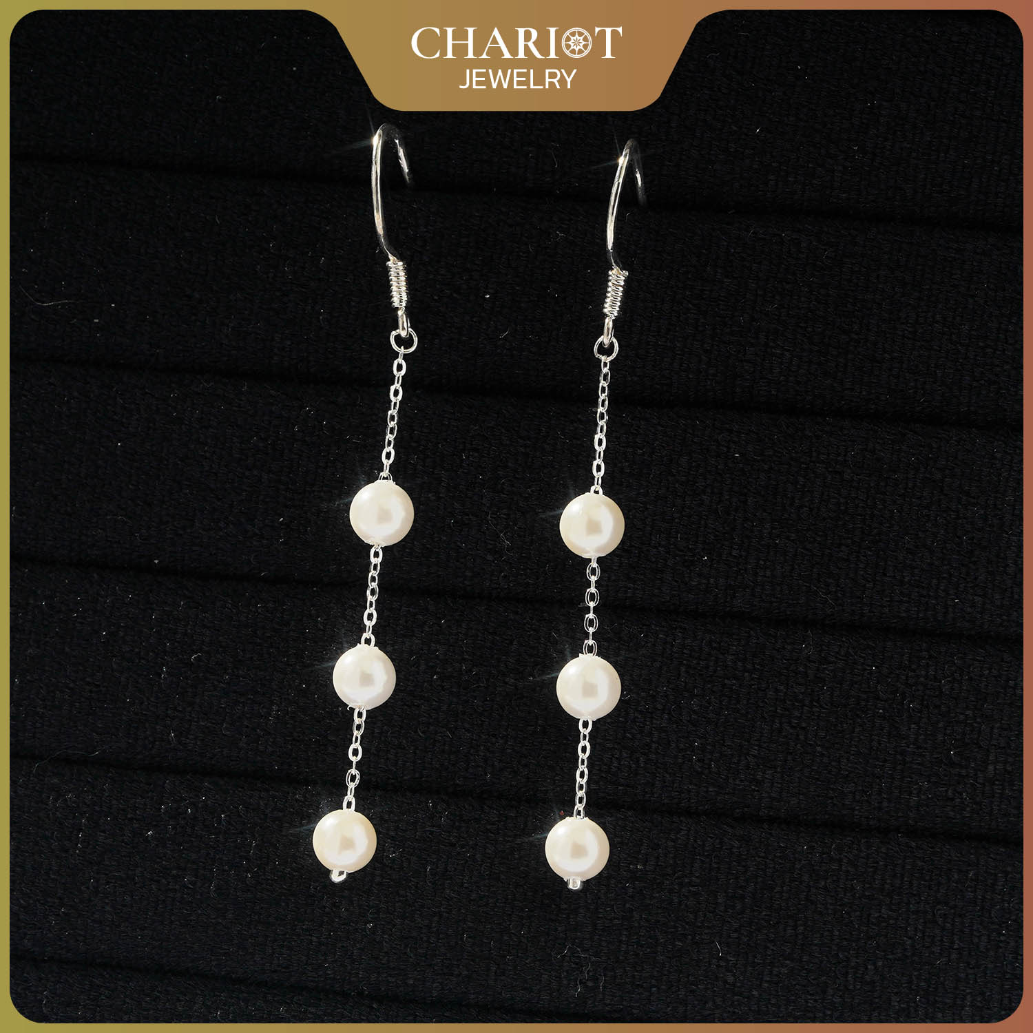 Dainty Long Dangle Pearl Earrings