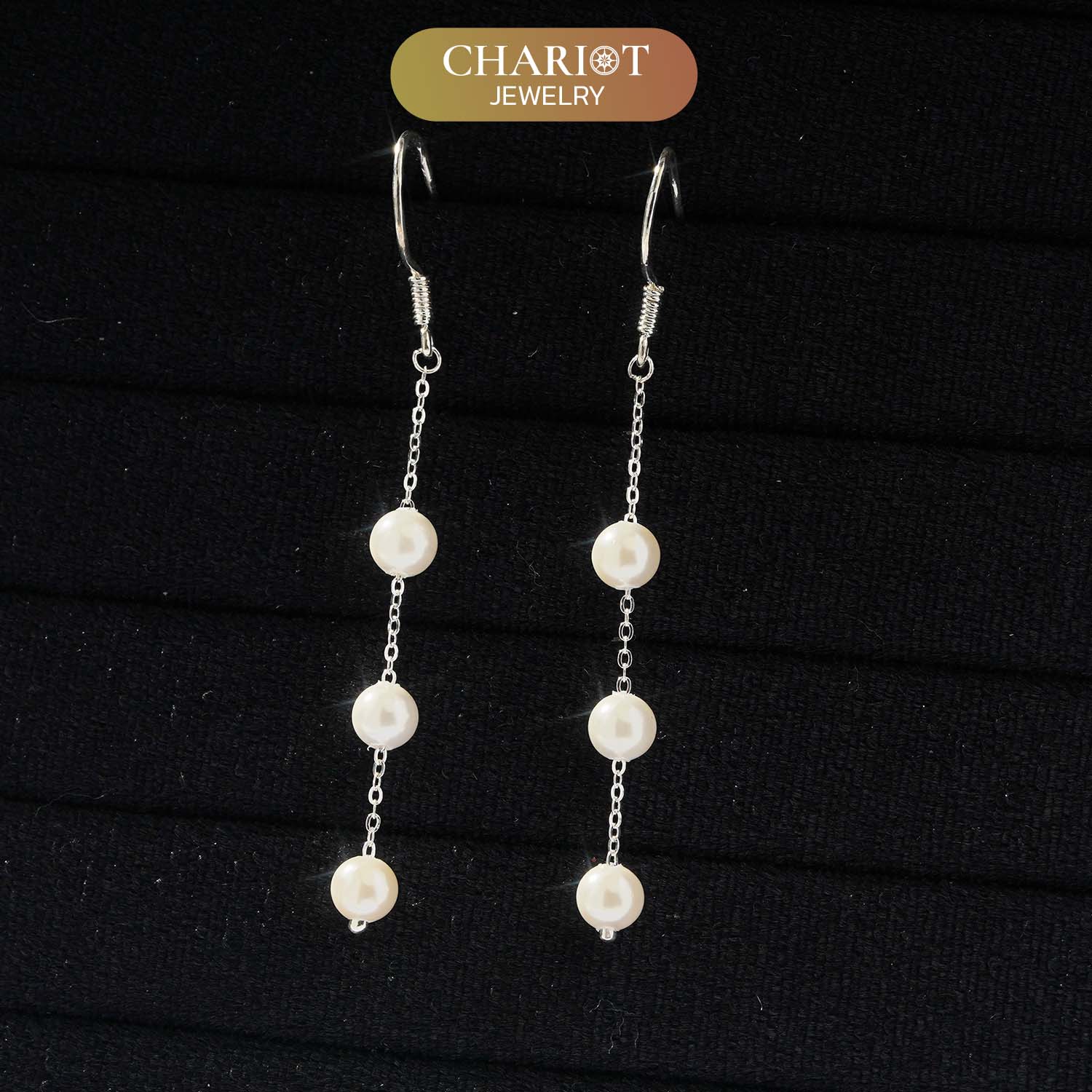Dainty Long Dangle Pearl Earrings