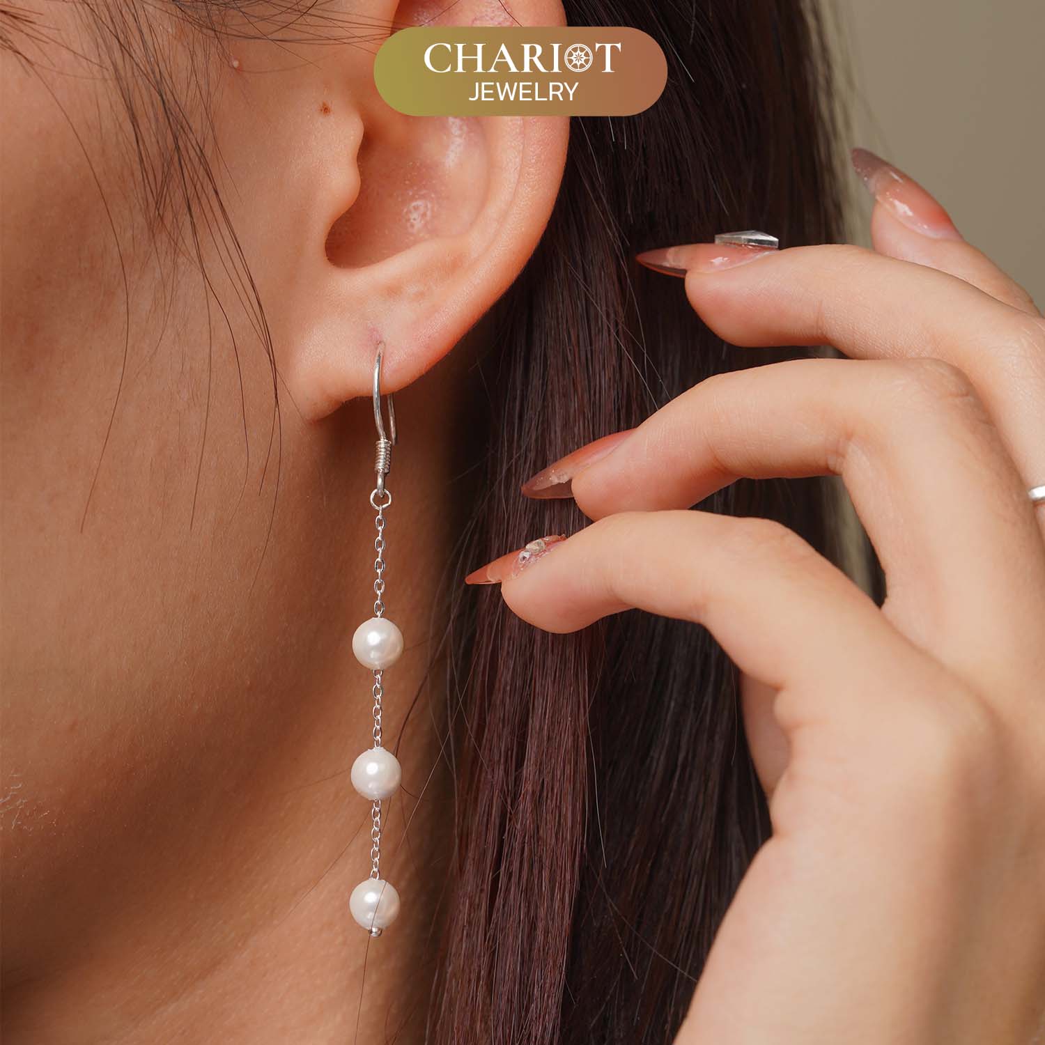 Dainty Long Dangle Pearl Earrings
