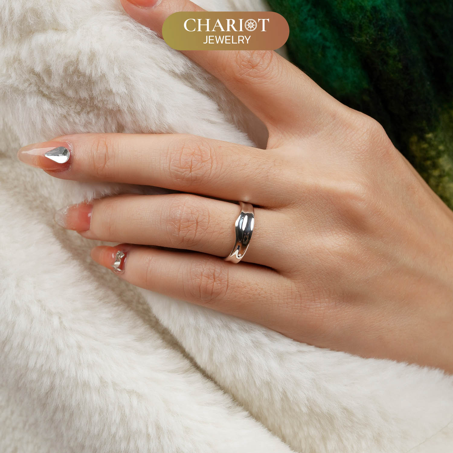 Geometric silver ring