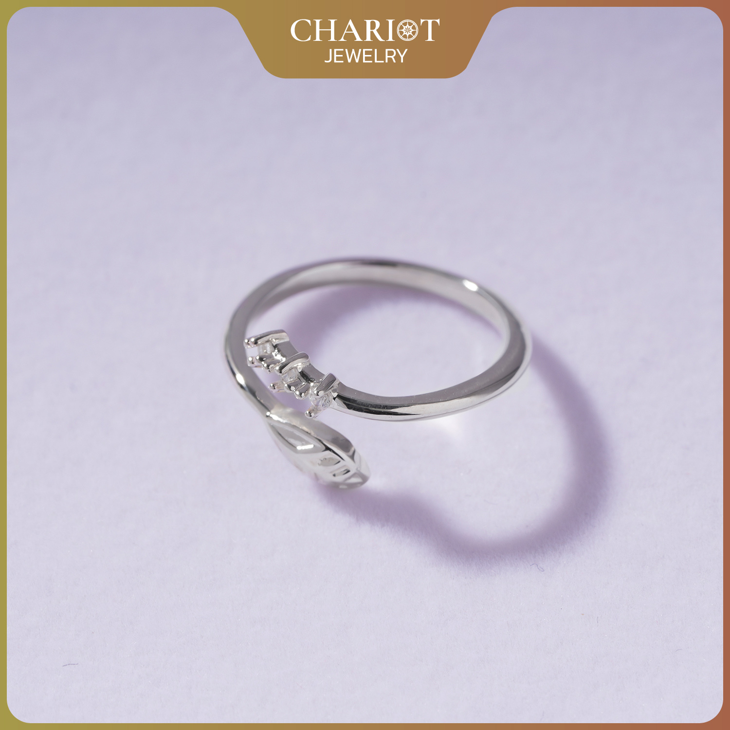 Crystal Leaf Bypass Ring