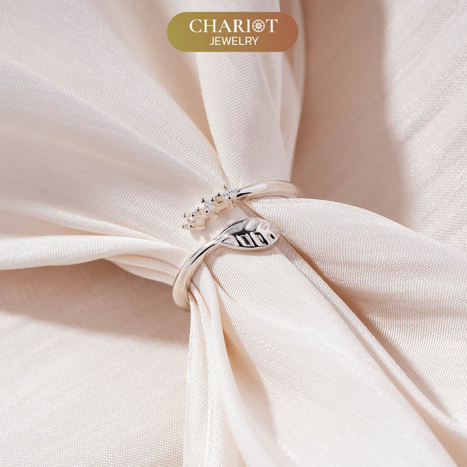 Crystal Leaf Bypass Ring