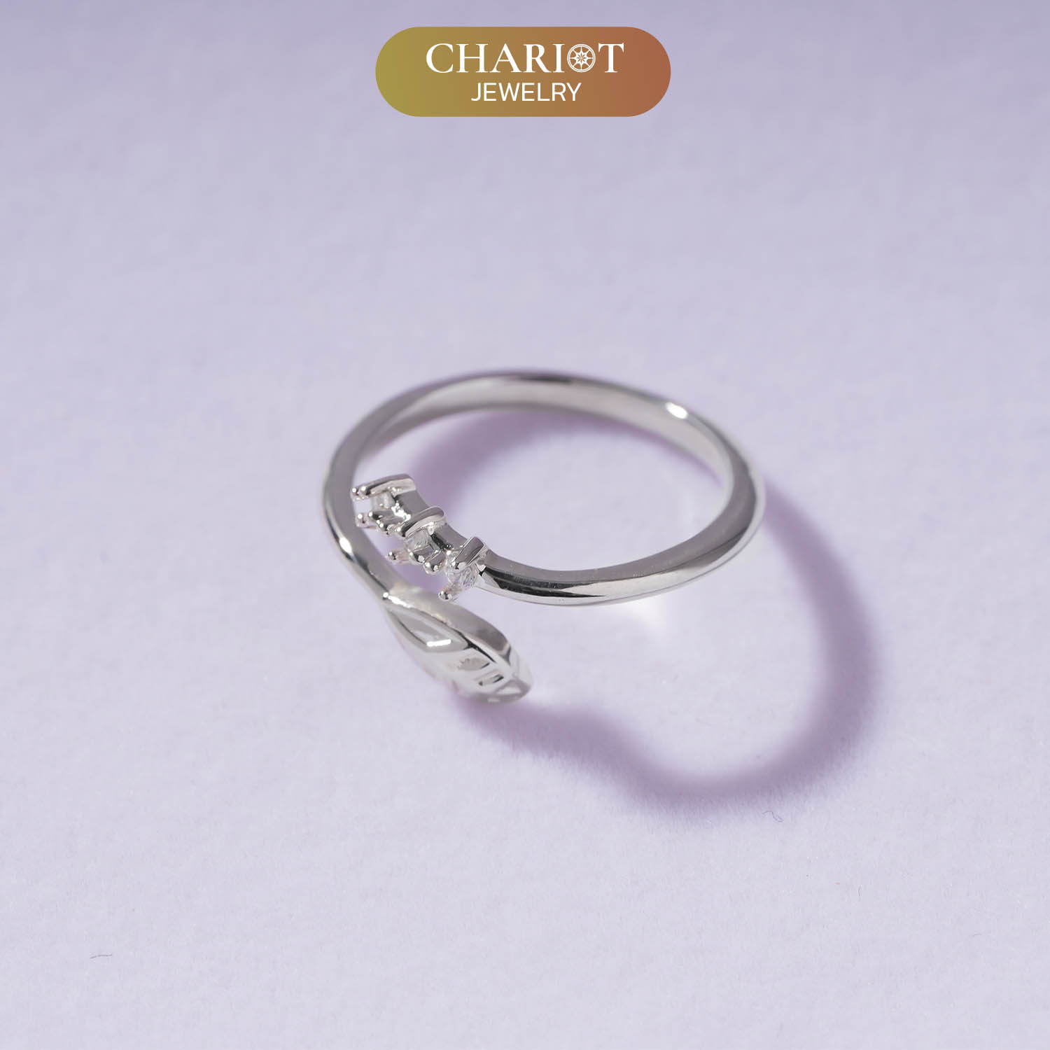 Crystal Leaf Bypass Ring