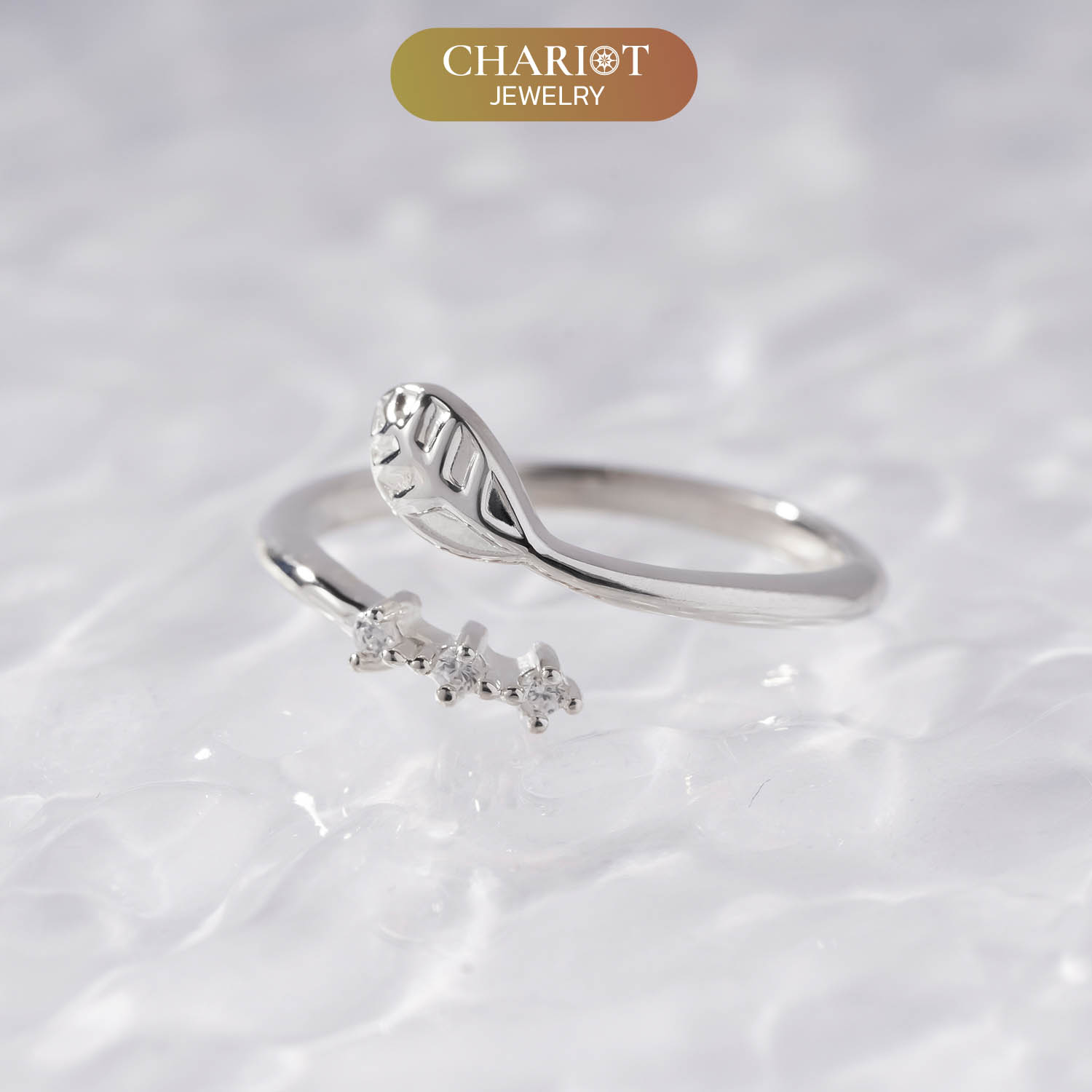 Crystal Leaf Bypass Ring