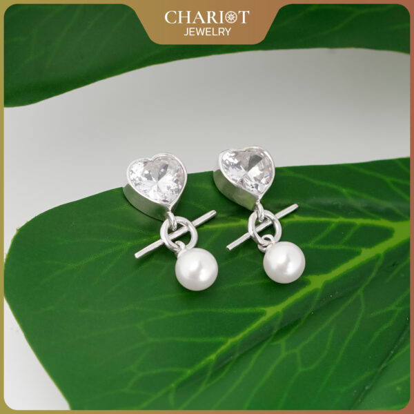 Heart Pearl Drop Earrings