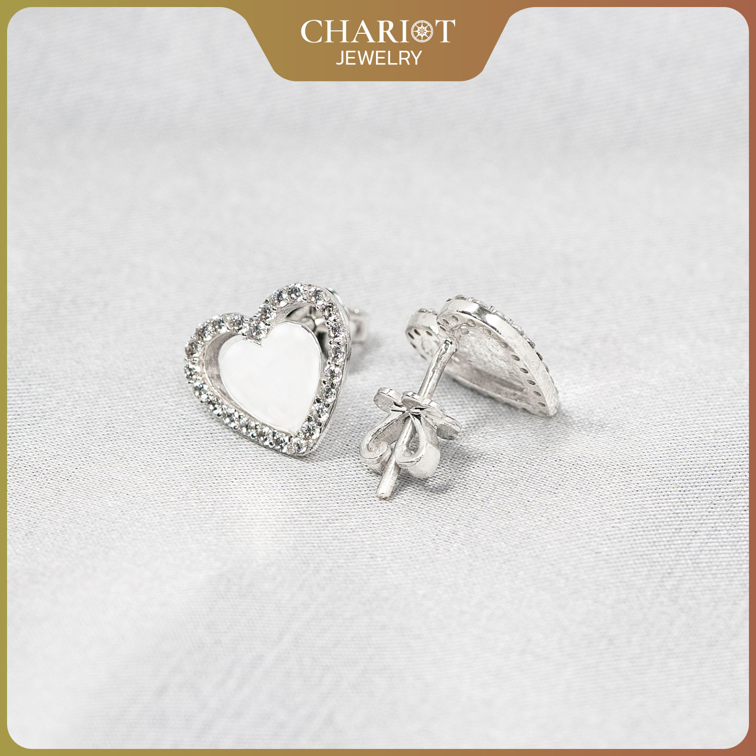 Surrounded Stone Heart Earrings