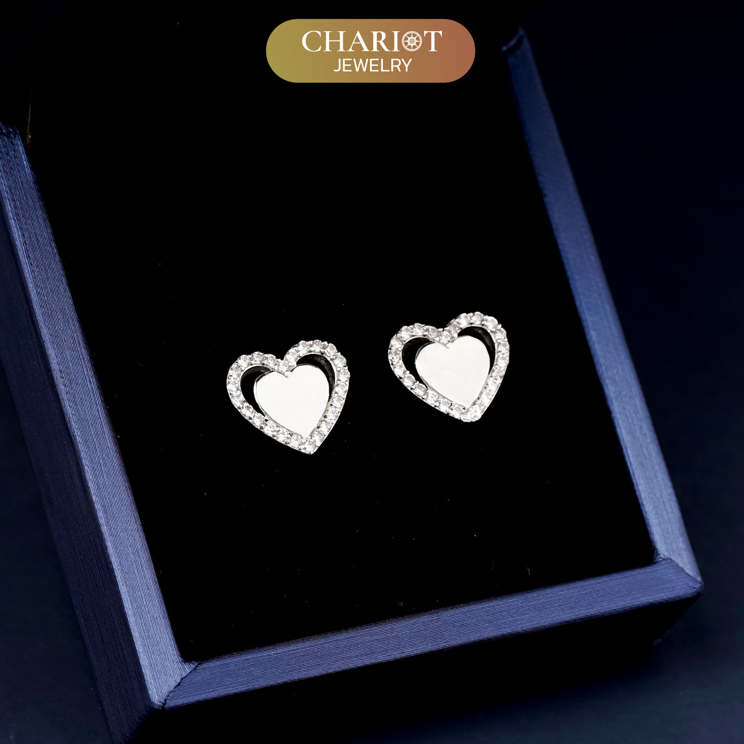 Surrounded Stone Heart Earrings