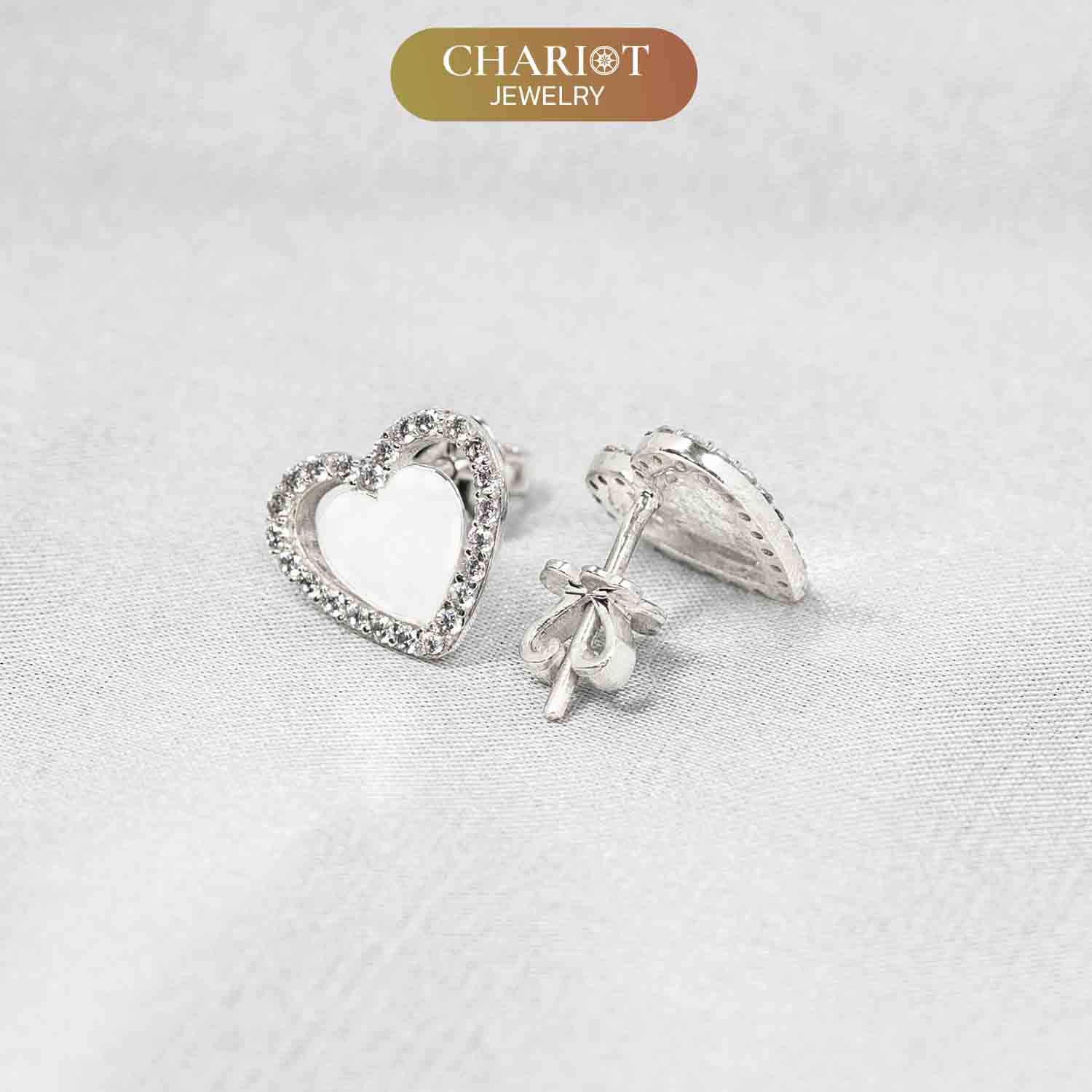 Surrounded Stone Heart Earrings