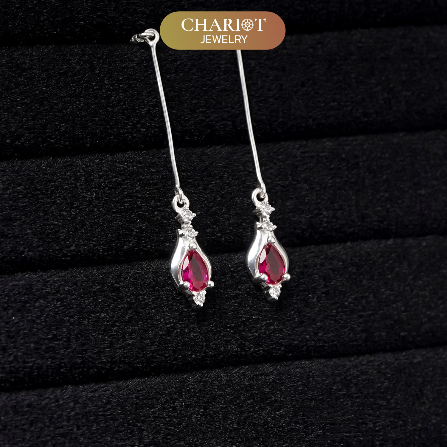 Crimson Gemstone Droplet Earrings