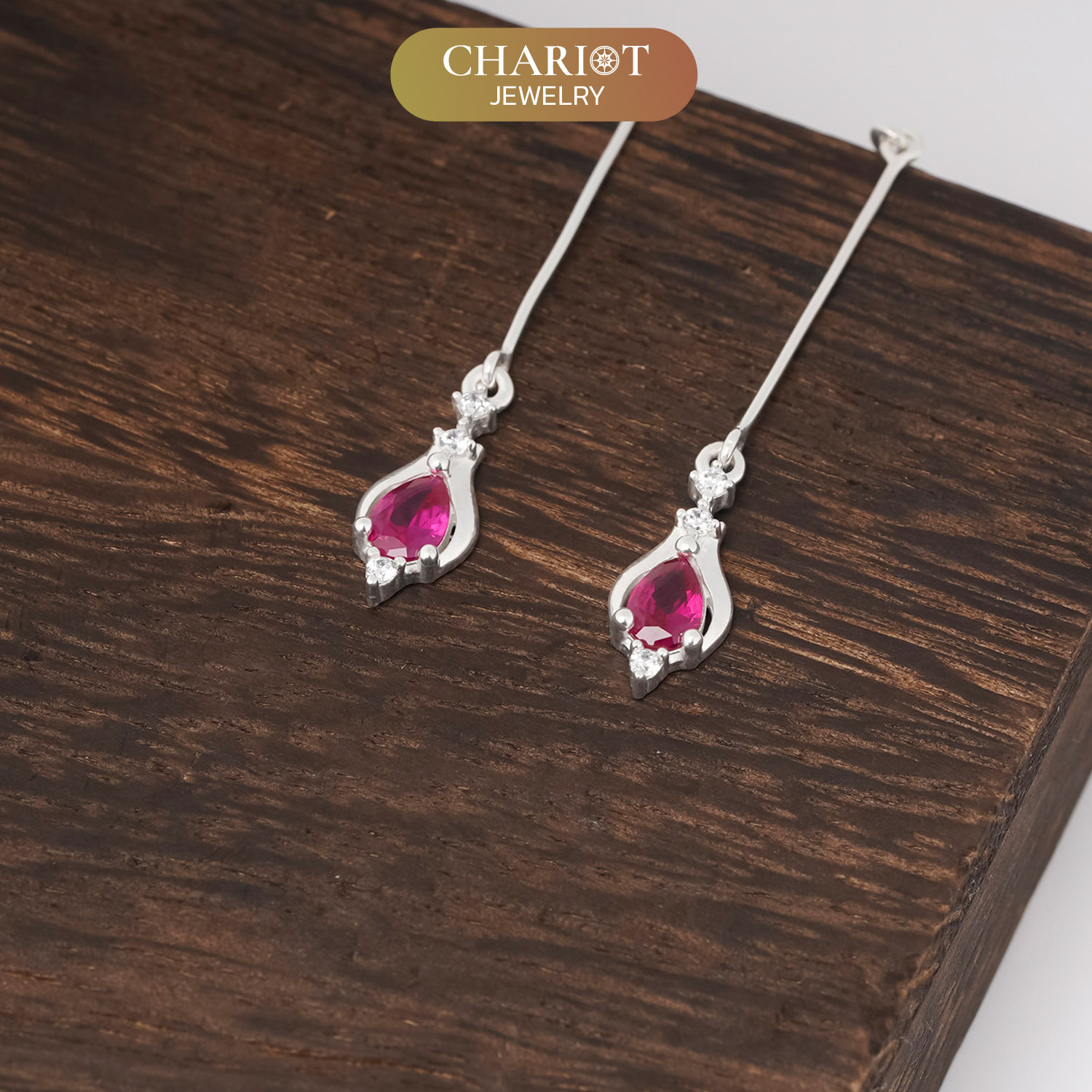 Crimson Gemstone Droplet Earrings