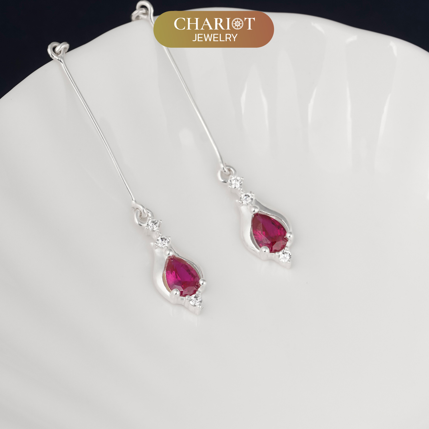 Crimson Gemstone Droplet Earrings