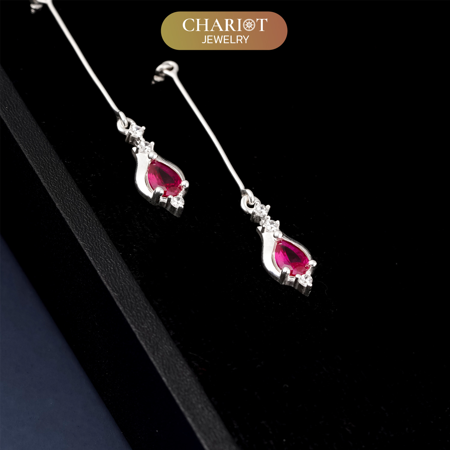 Crimson Gemstone Droplet Earrings