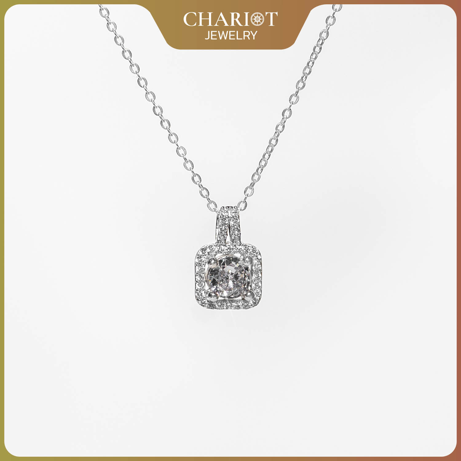 Square Rhinestone Zircon Necklace