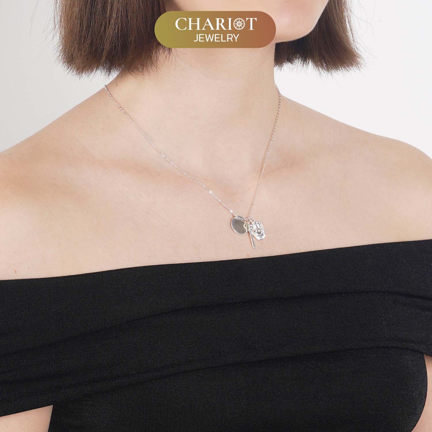 Baseball Trio Charm Necklace