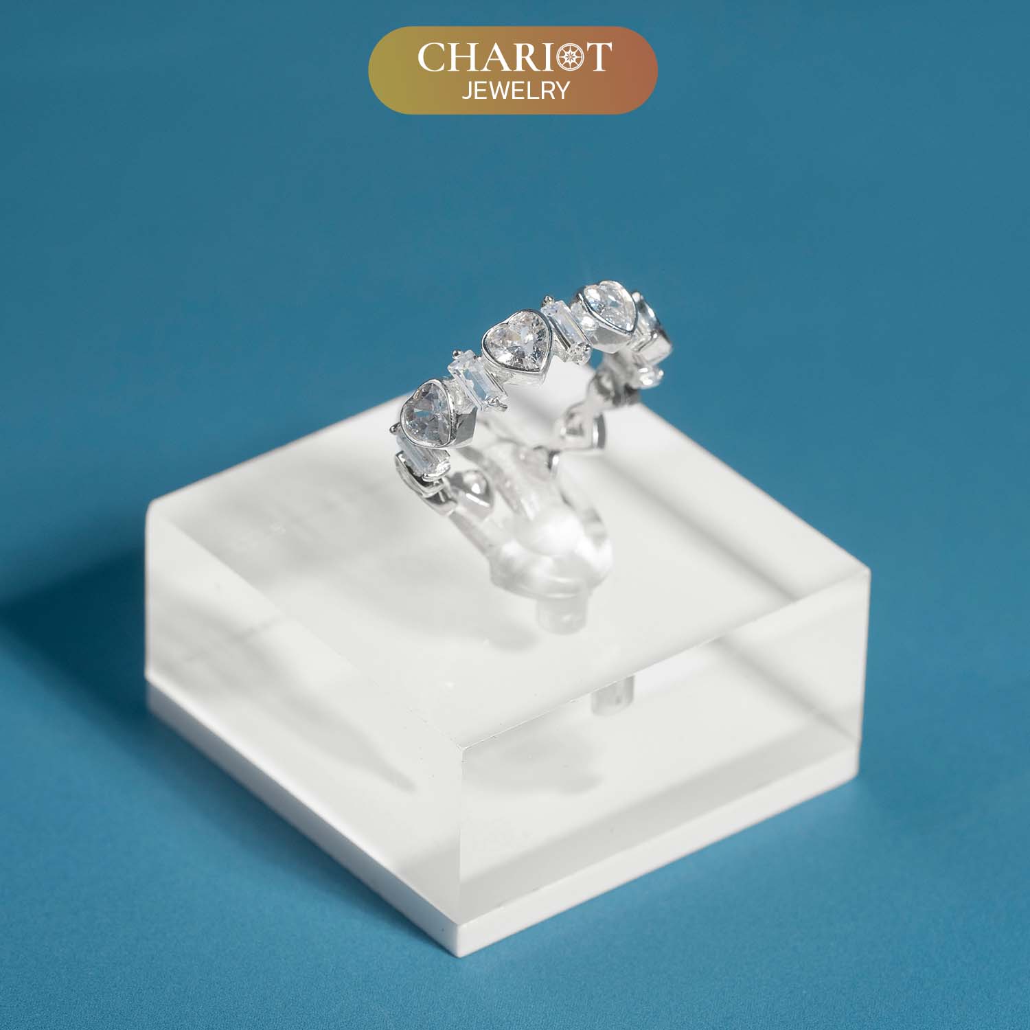 Evenly Spaced Heart Ring