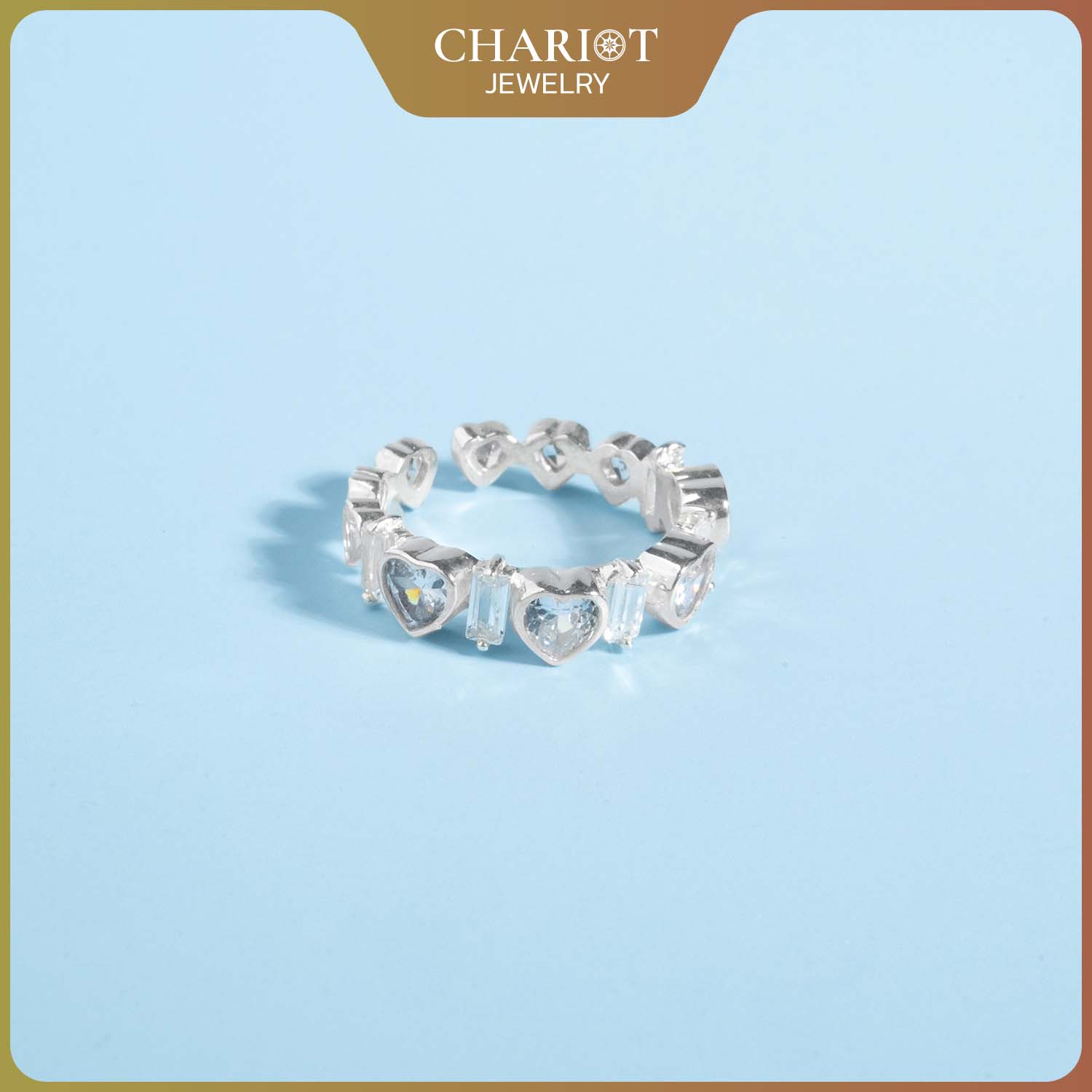 Evenly Spaced Heart Ring