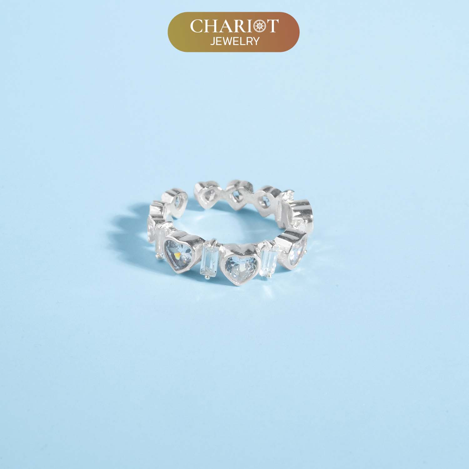 Evenly Spaced Heart Ring