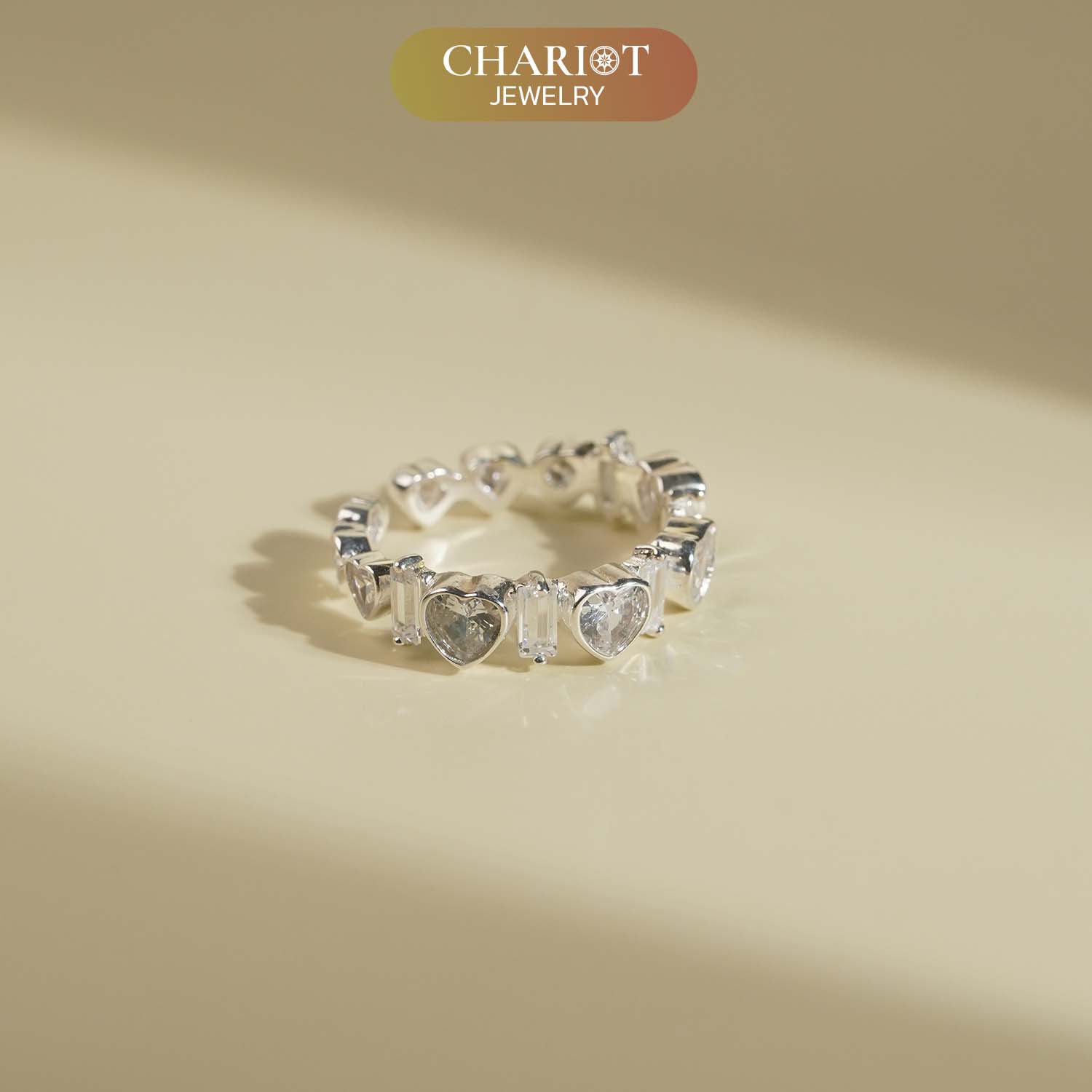 Evenly Spaced Heart Ring