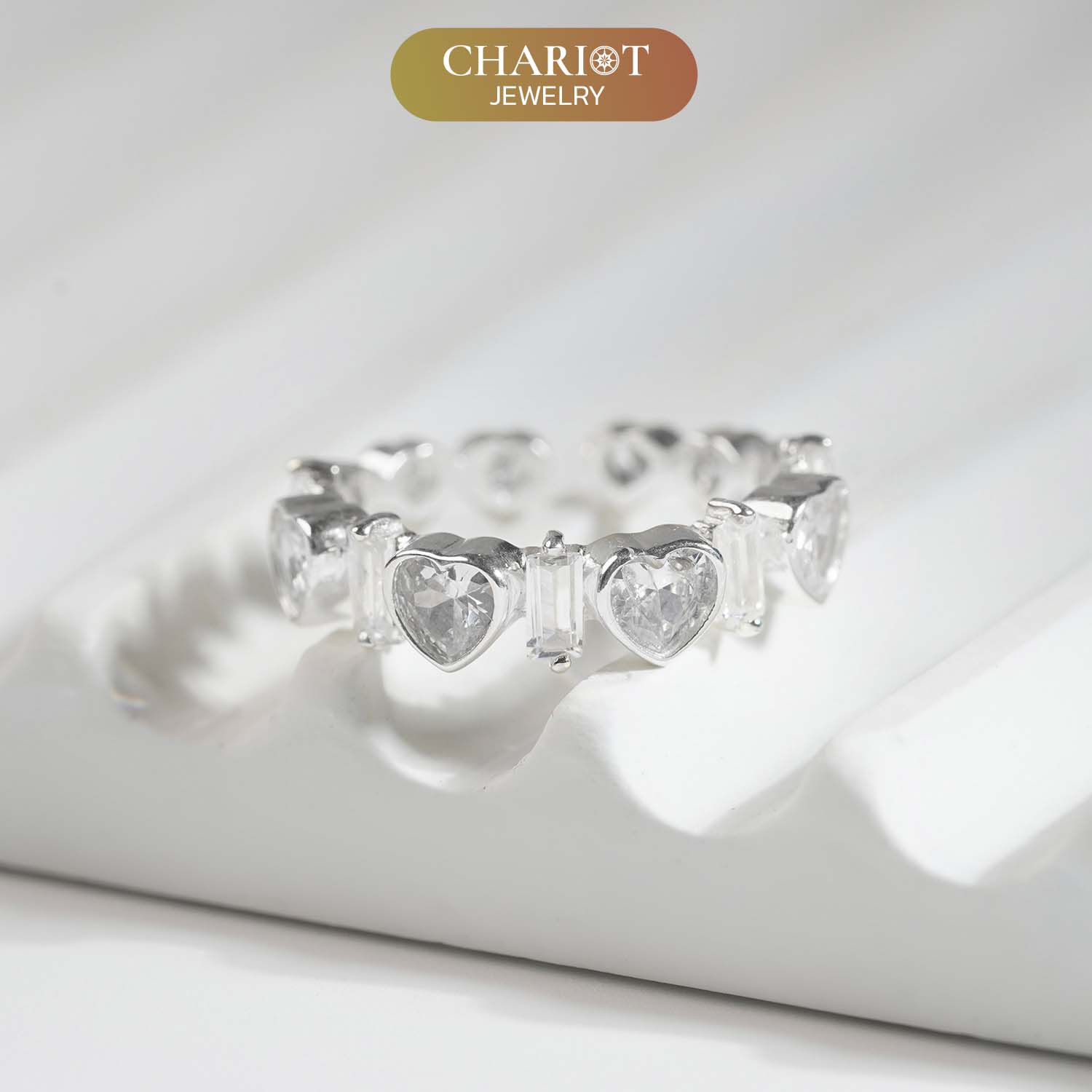 Evenly Spaced Heart Ring