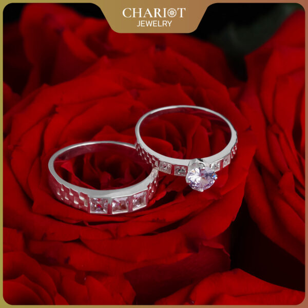 Square Stone Couple Rings