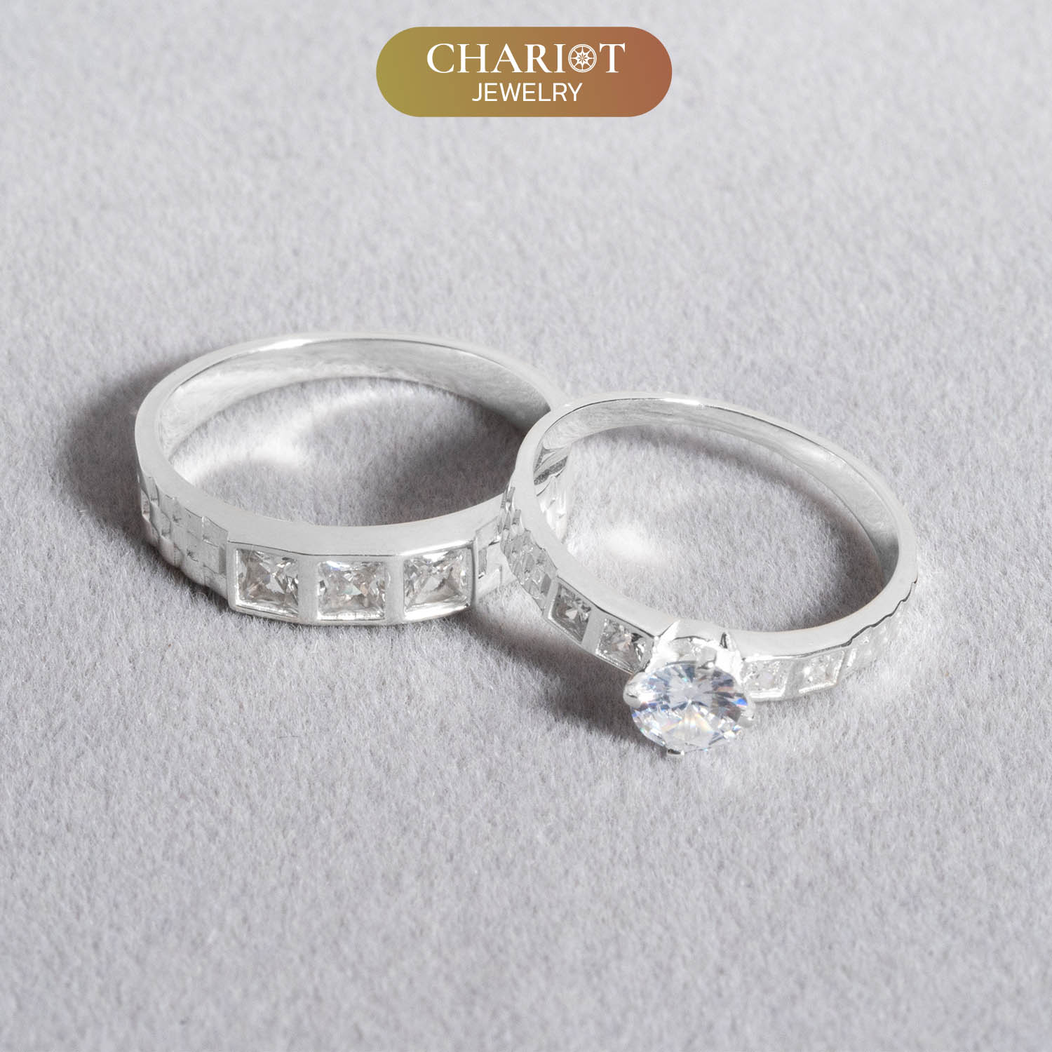 Square Stone Couple Rings