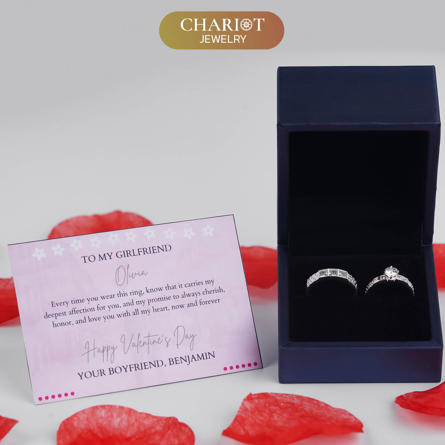 Square Stone Couple Rings